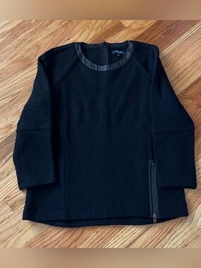Madewell Boiled Wool Top with Leather Trim